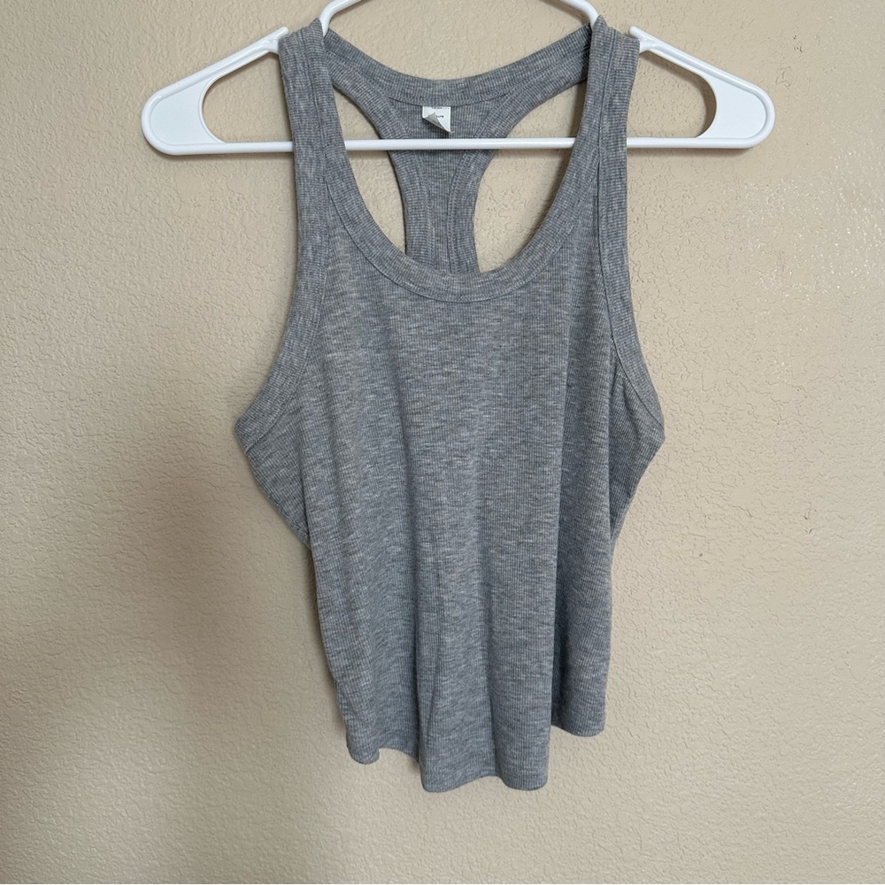 Old Navy Gray Ribbed Ultralite Tank Top